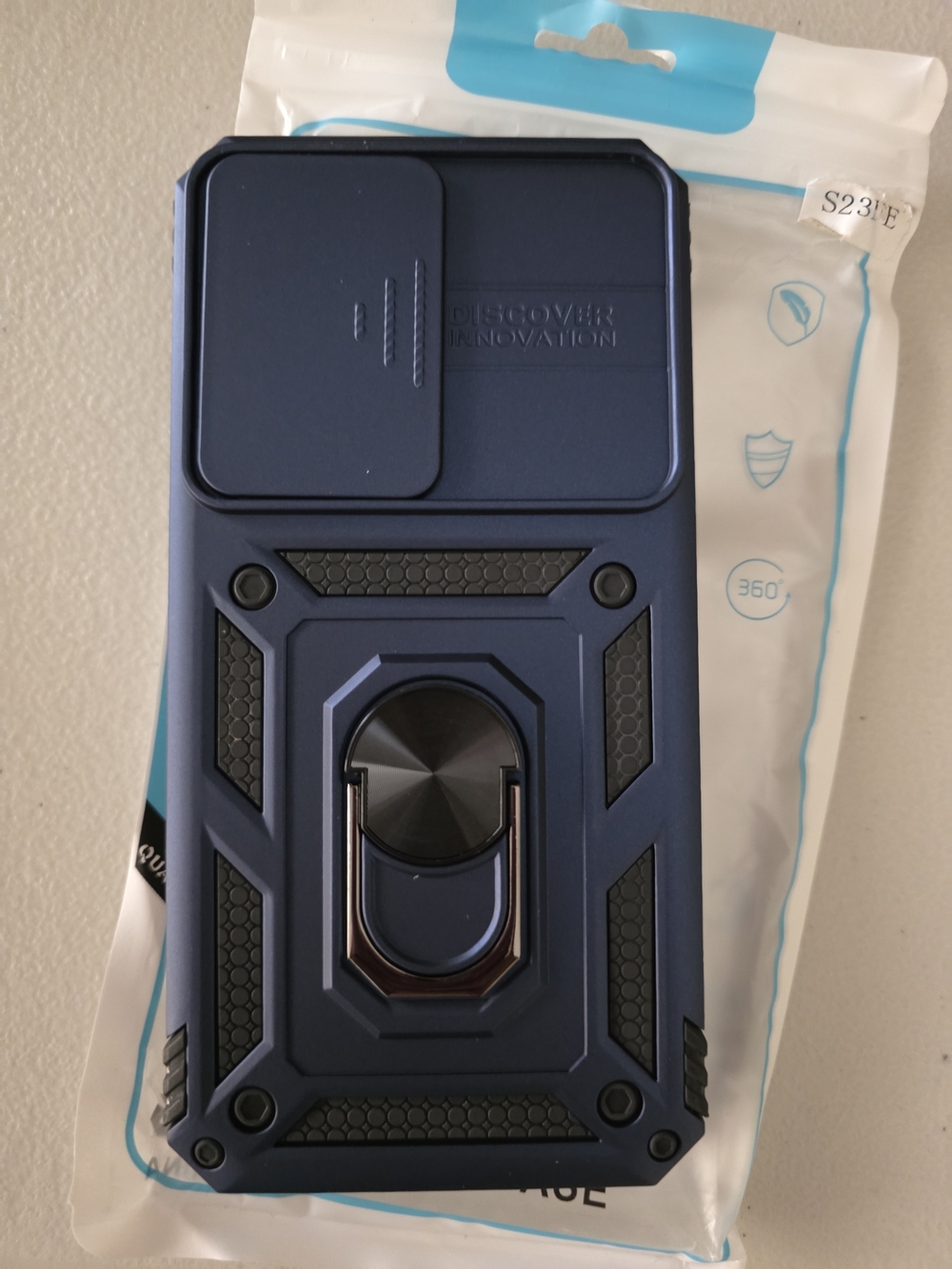 Samsung S23 FE Blue Rugged Phone Case with Kickstand and Camera Cover